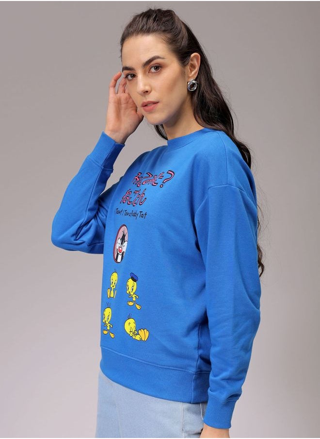 Women Boxy Fit Looney Tunes Oversized Sweatshirt