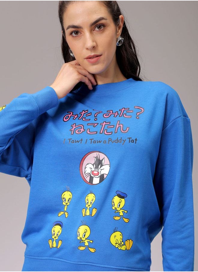 Women Boxy Fit Looney Tunes Oversized Sweatshirt