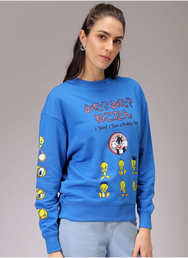 Women Boxy Fit Looney Tunes Oversized Sweatshirt