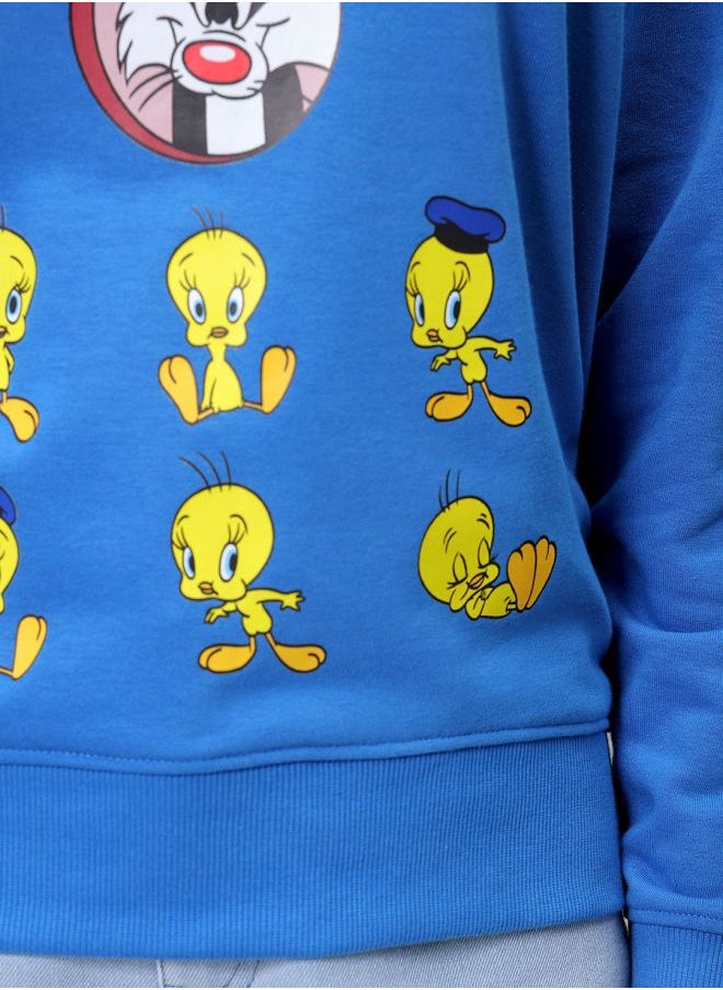 Women Boxy Fit Looney Tunes Oversized Sweatshirt