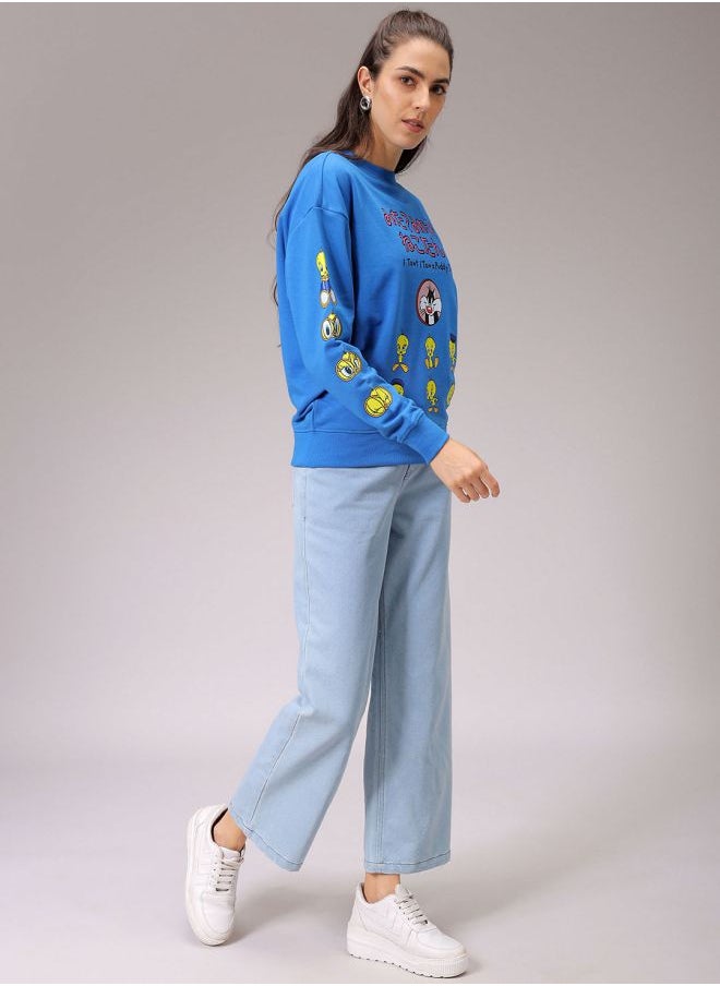 Women Boxy Fit Looney Tunes Oversized Sweatshirt
