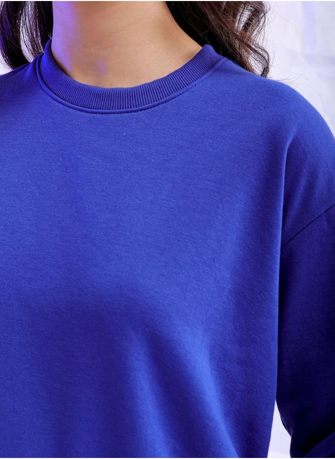 Women Regular Fit Solid Overhead Crewneck Sweatshirt