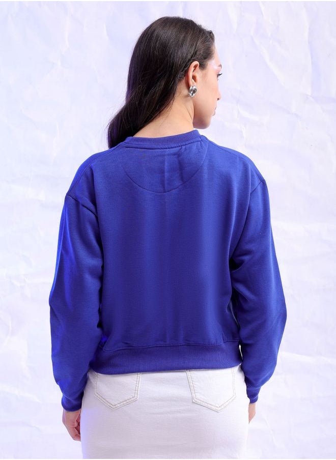 Women Regular Fit Solid Overhead Crewneck Sweatshirt