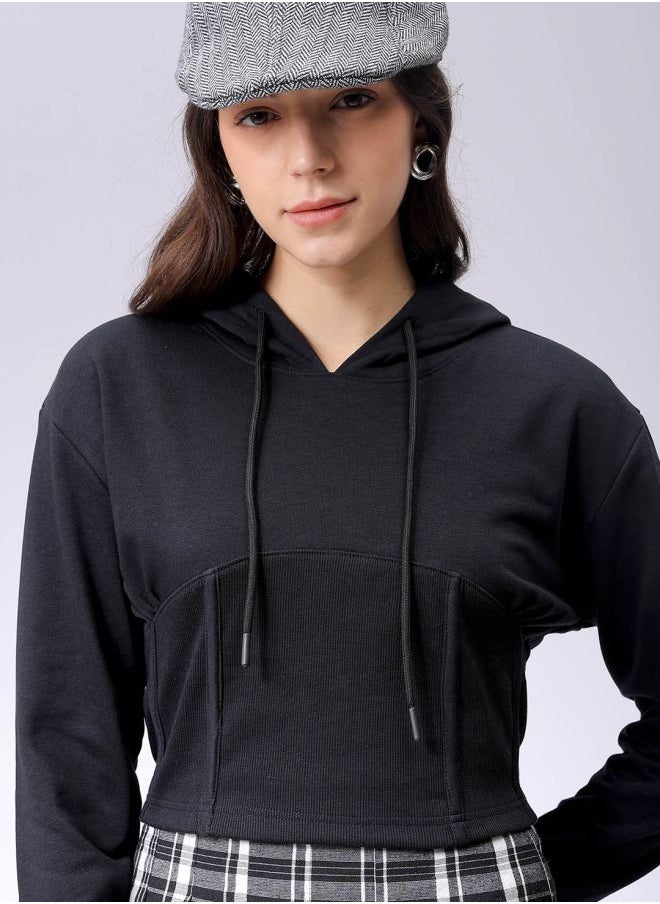Women Fitted Solid Corset Sweatshirt