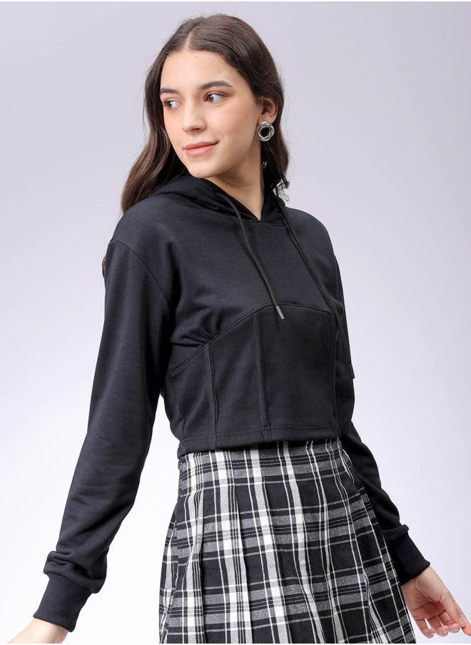 Women Fitted Solid Corset Sweatshirt