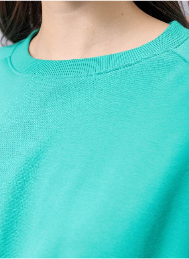 Women Fit and Flared Solid Shirred Sweatshirt