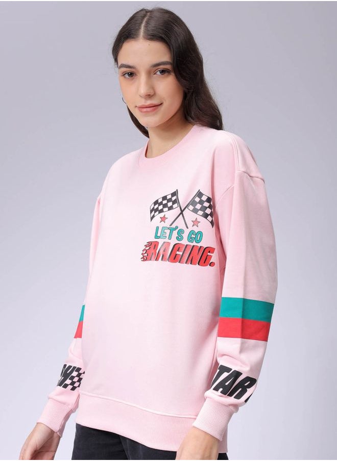 Women Boxy Fit Racing Oversized Sweatshirt