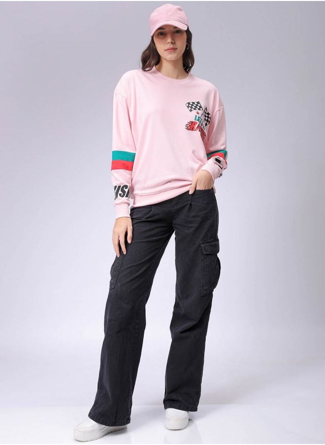 Women Boxy Fit Racing Oversized Sweatshirt