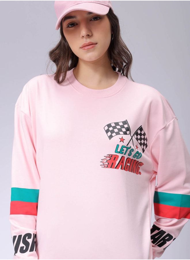 Women Boxy Fit Racing Oversized Sweatshirt
