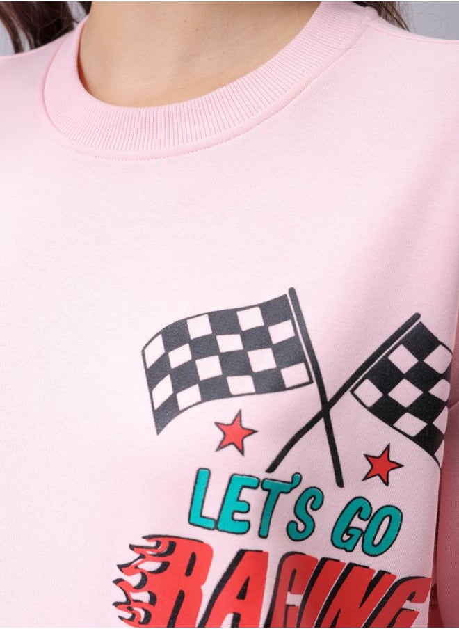 Women Boxy Fit Racing Oversized Sweatshirt