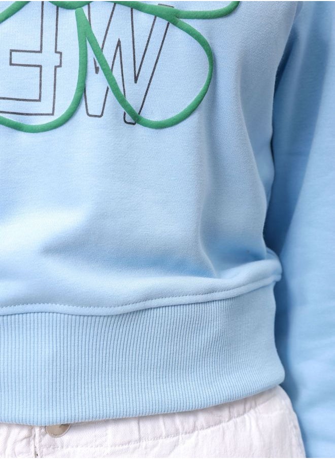 Women Relaxed Fit Floral Print Cropped Sweatshirt