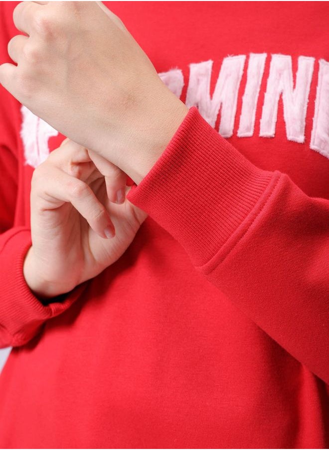Women Relaxed Fit Typographic Crewneck Sweatshirt