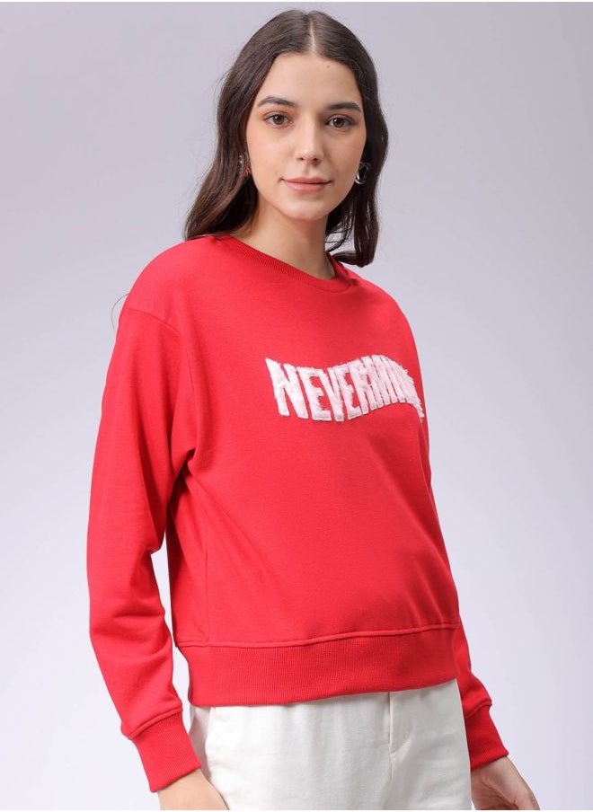 Women Relaxed Fit Typographic Crewneck Sweatshirt