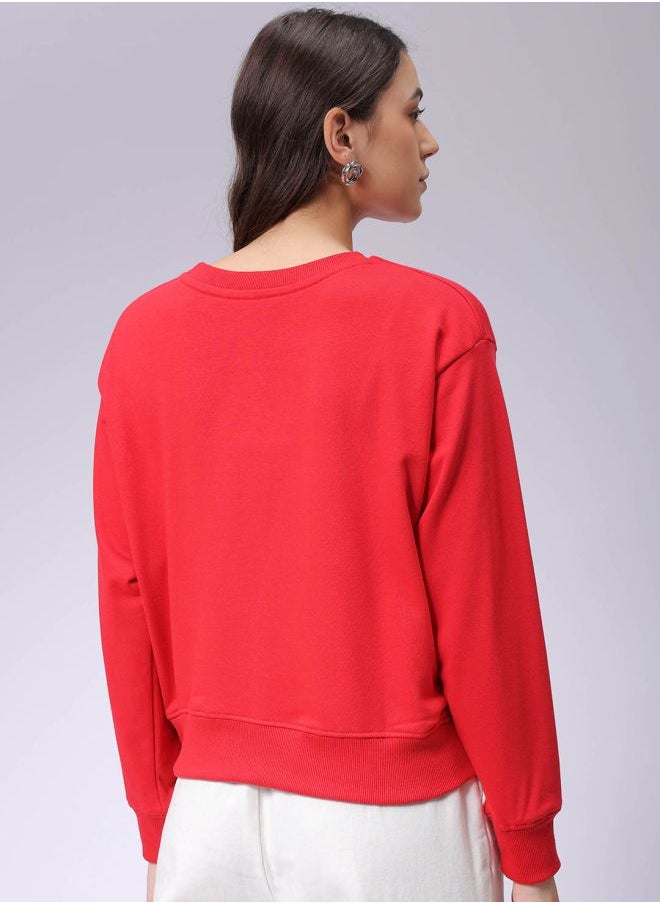 Women Relaxed Fit Typographic Crewneck Sweatshirt