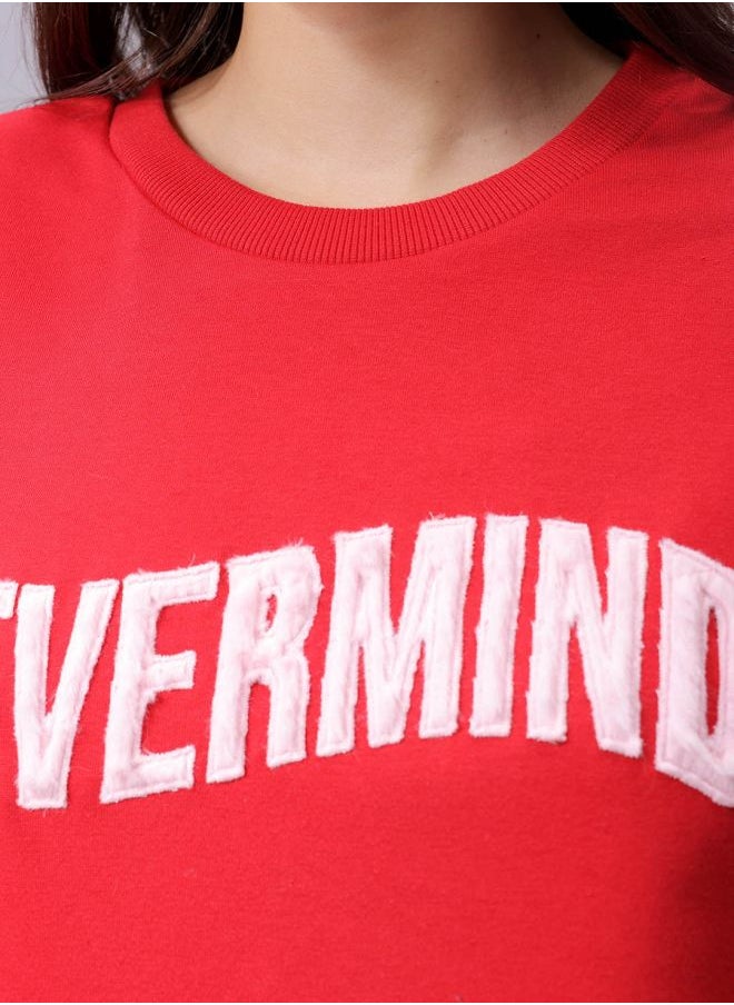 Women Relaxed Fit Typographic Crewneck Sweatshirt