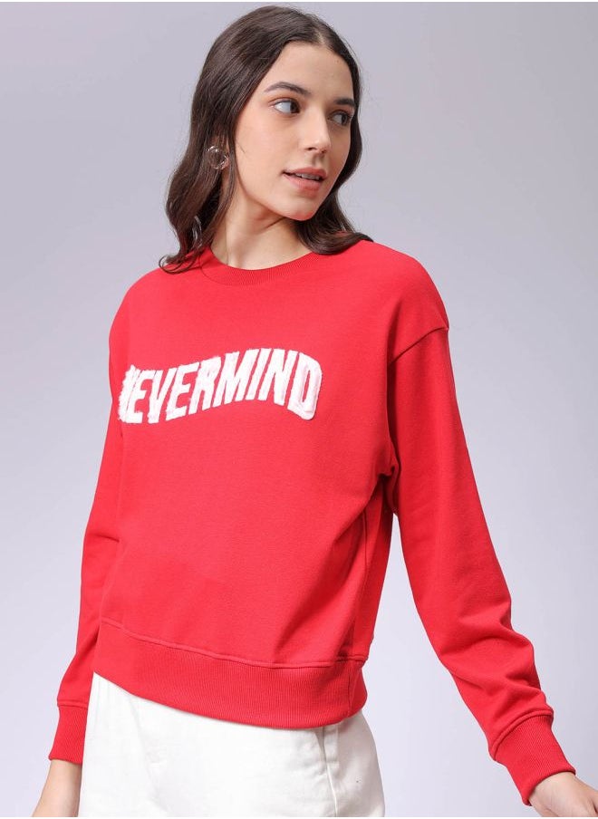 Women Relaxed Fit Typographic Crewneck Sweatshirt
