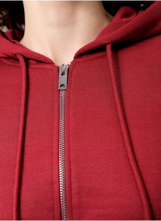Women Relaxed Fit Solid Front Open Sweatshirt