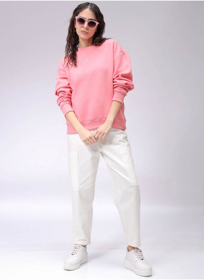Women Boxy Fit Solid Oversized Sweatshirt