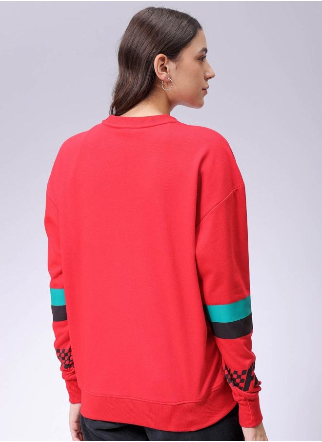 Women Boxy Fit Racing Oversized Sweatshirt