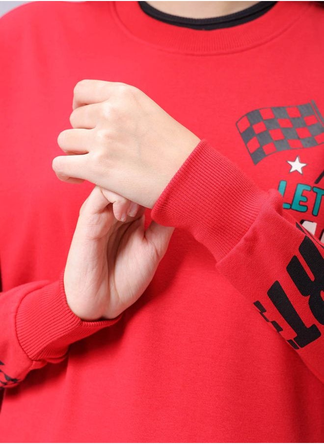 Women Boxy Fit Racing Oversized Sweatshirt