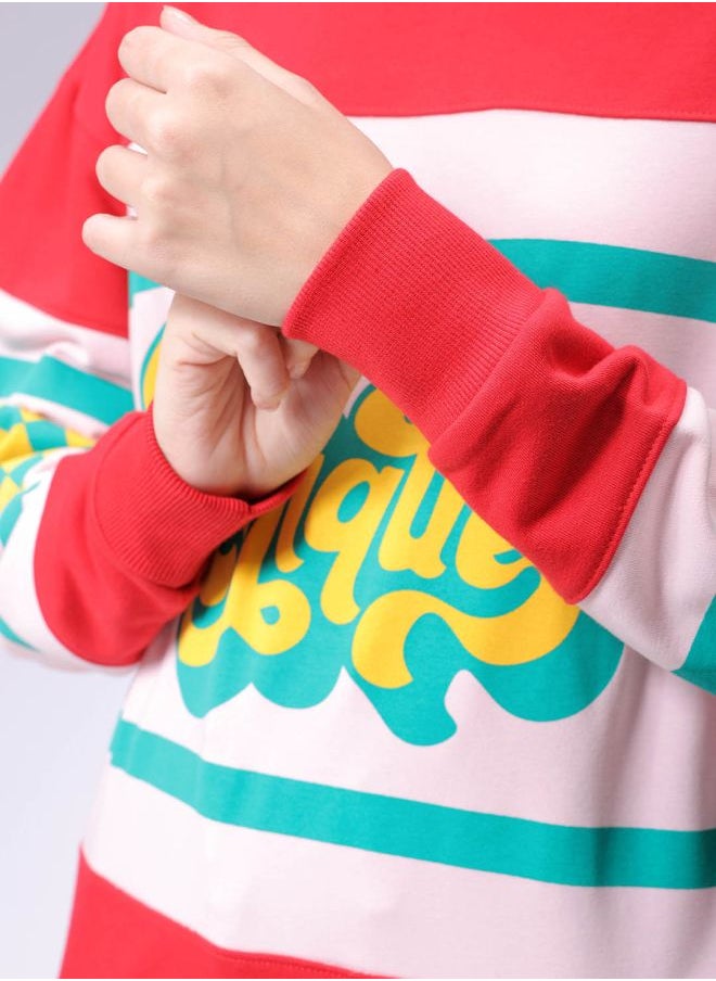 Women Loose Fit Typographic Oversized Sweatshirt