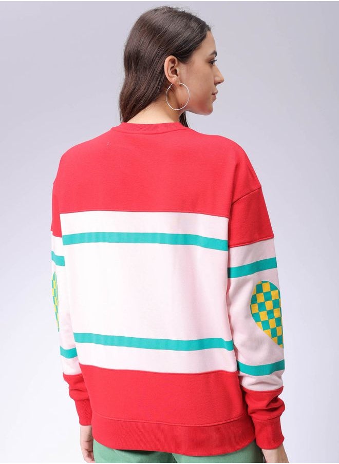 Women Loose Fit Typographic Oversized Sweatshirt