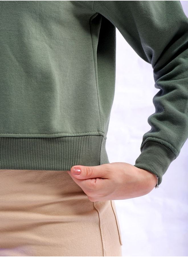 Women Regular Fit Solid Overhead Crewneck Sweatshirt