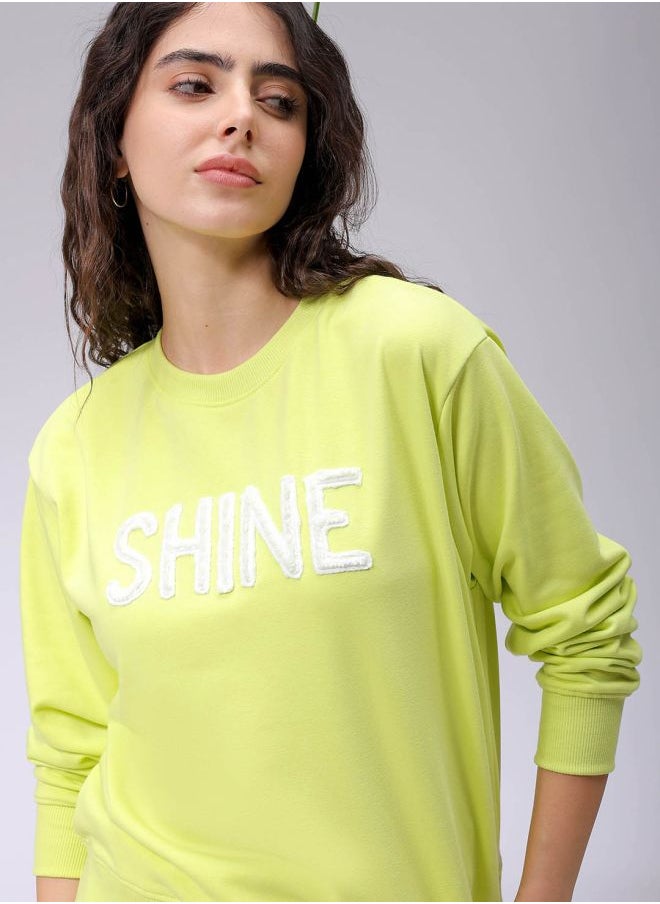 Women Relaxed Fit Typographic Crewneck Sweatshirt