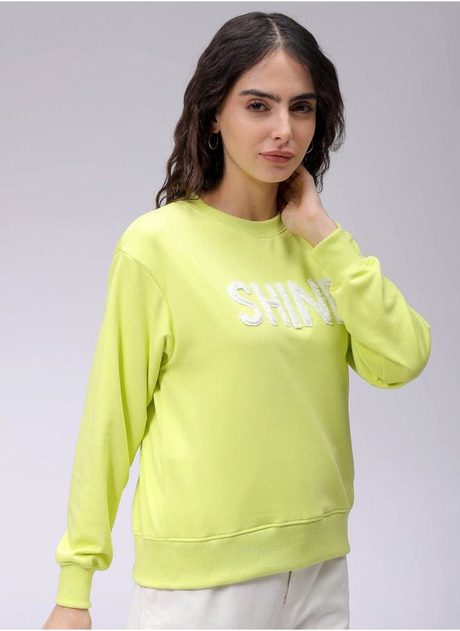 Women Relaxed Fit Typographic Crewneck Sweatshirt