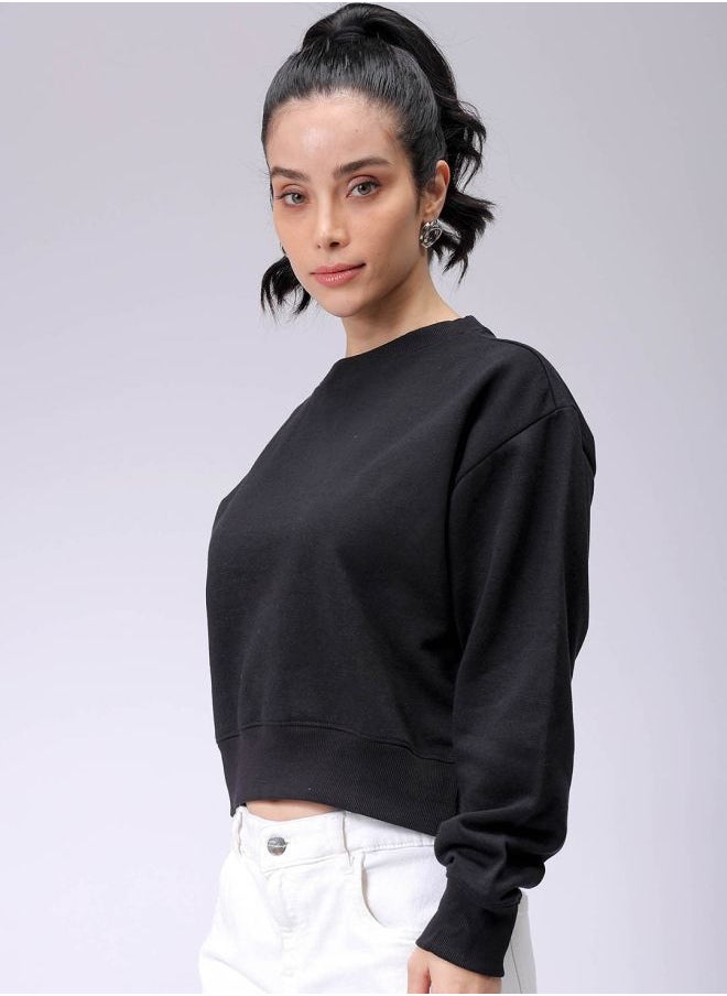 Women Regular Fit Graphic Print Crewneck Sweatshirt