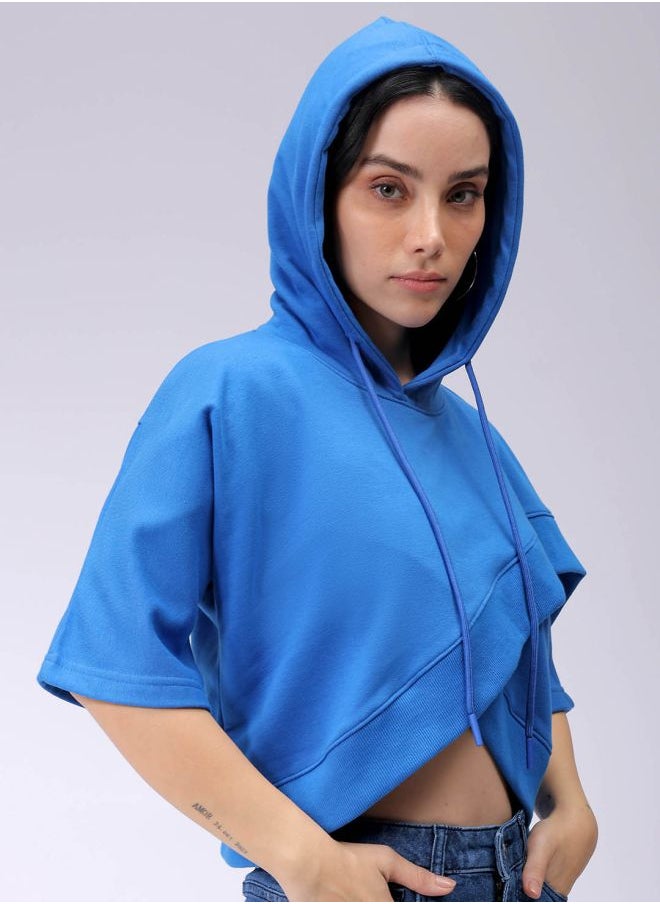 Women Boxy Fit Solid Wrap Sweatshirt