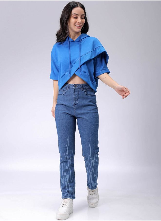 Women Boxy Fit Solid Wrap Sweatshirt