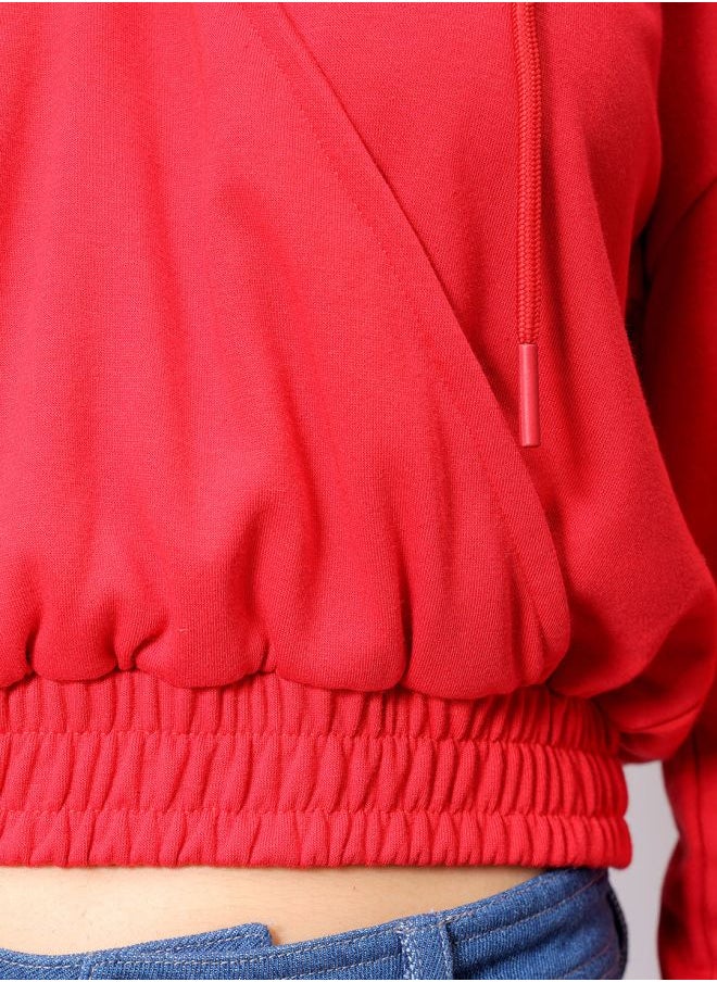 Women Regular Fit Solid Wrap Sweatshirt