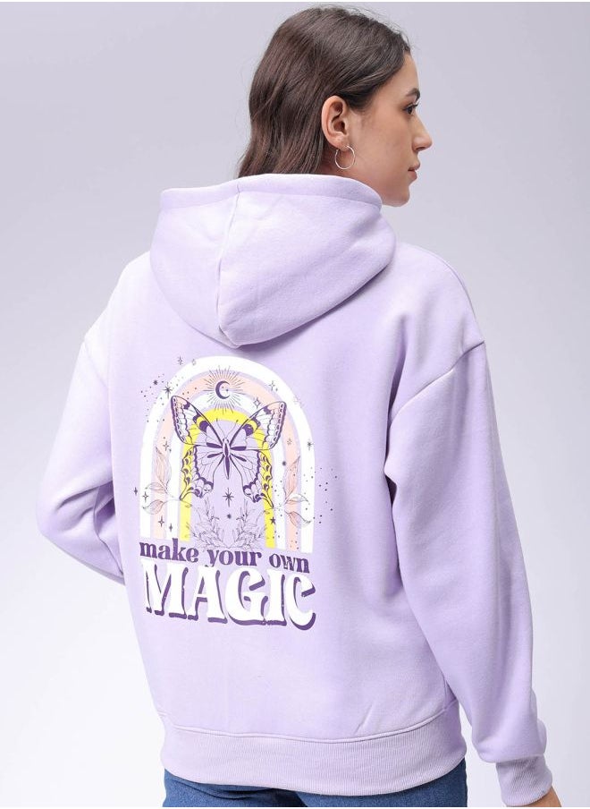 Women Boxy Fit Graphic Print Hooded Sweatshirt