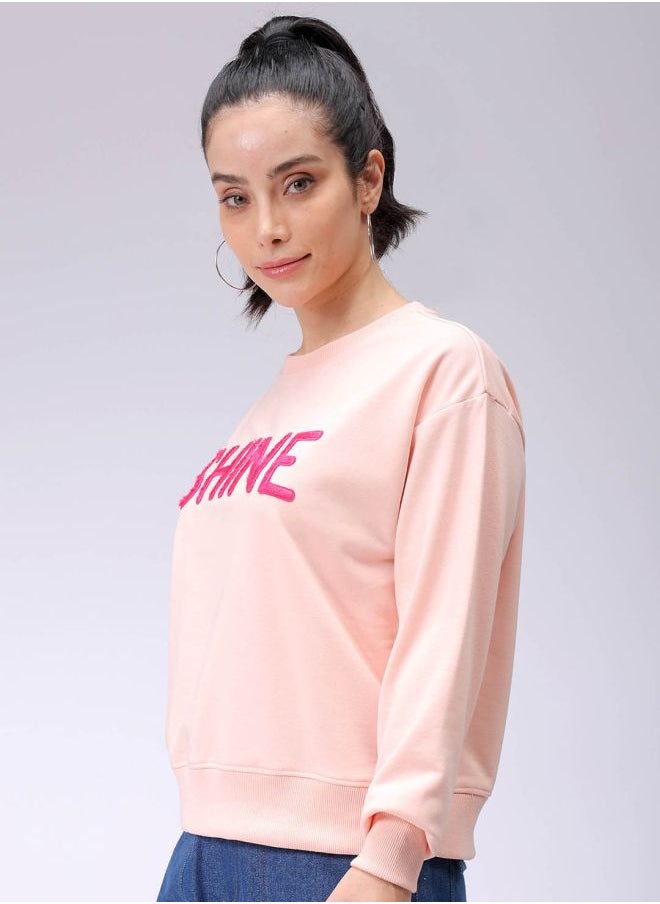 Women Relaxed Fit Typographic Crewneck Sweatshirt