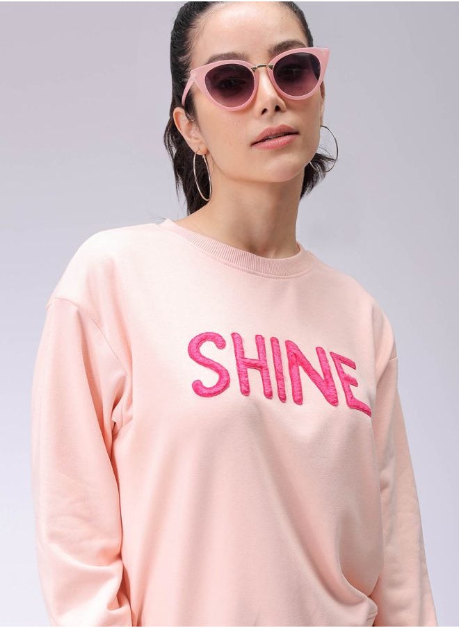 Women Relaxed Fit Typographic Crewneck Sweatshirt
