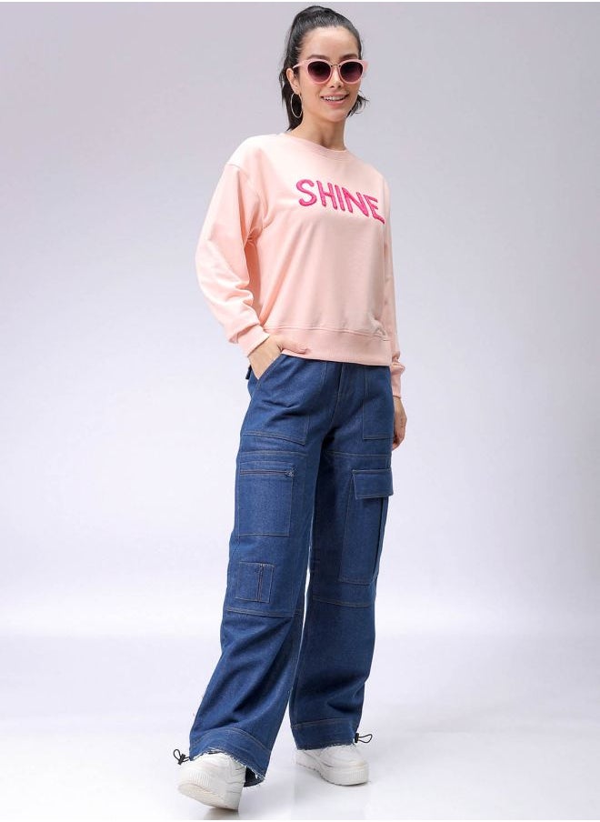 Women Relaxed Fit Typographic Crewneck Sweatshirt