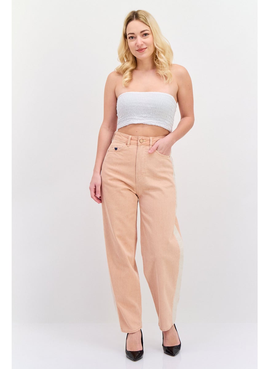 Women Regular Fit Straight Leg Solid Pants, Pink