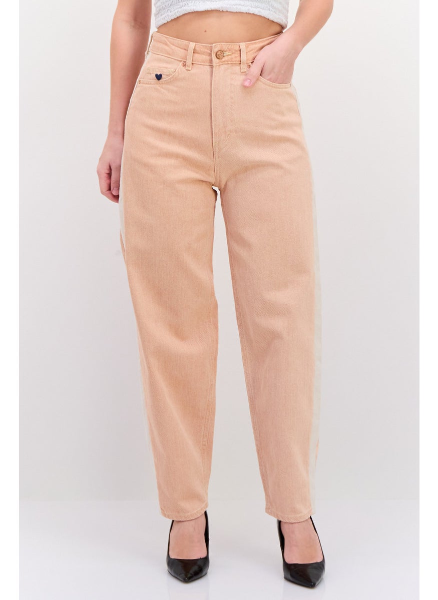 Women Regular Fit Straight Leg Solid Pants, Pink