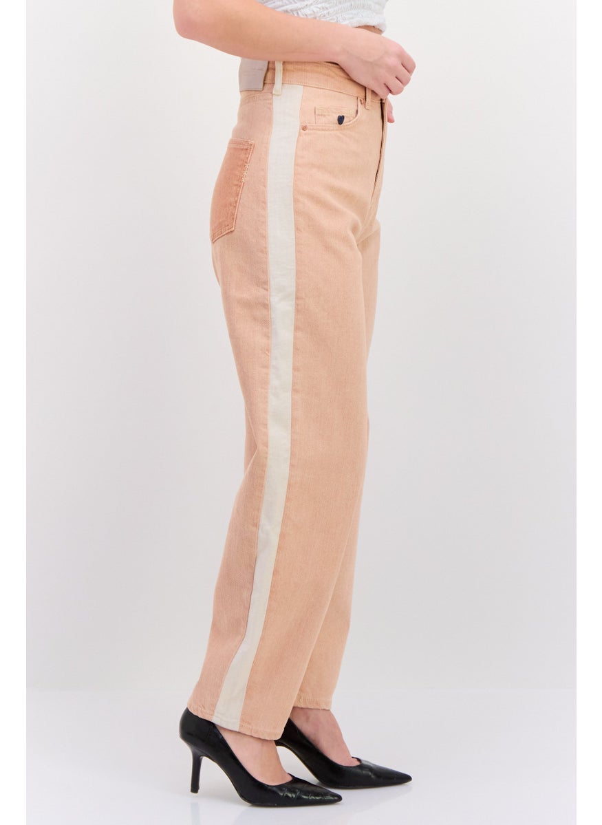 Women Regular Fit Straight Leg Solid Pants, Pink