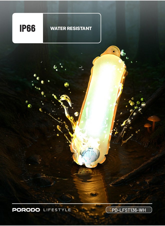 Inflatable Outdoor Magnetic Tube Light with 150 Lumens and Light Memory /  Magnetic Attachment/  Warm/White Light / Long Working Time / Durable and Lightweight Camping Light - White