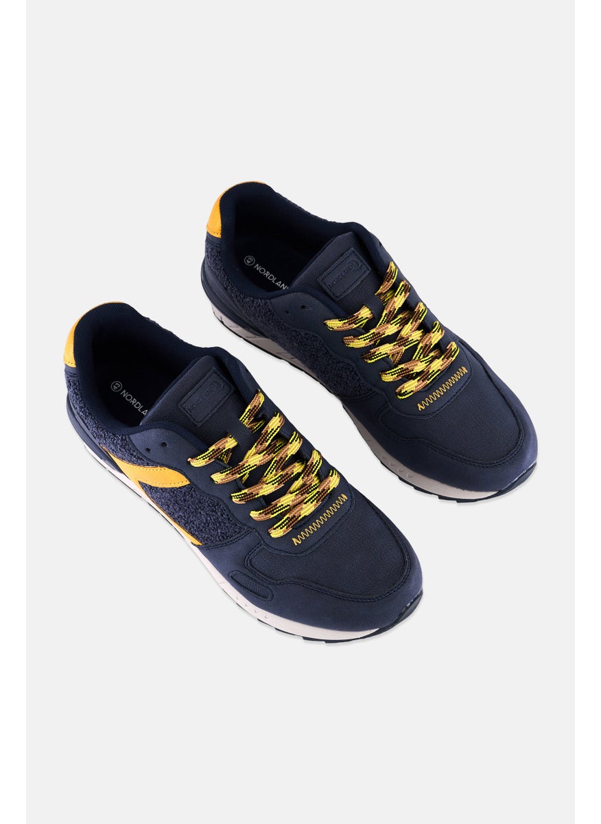 Men Lace Up Brand Logo Casual Shoes, Navy