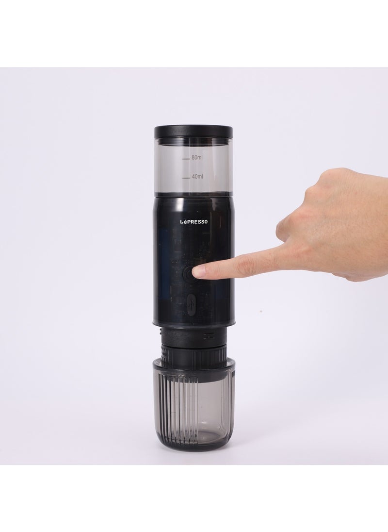 Portable 80ml Espresso Maker 15 Bar with Digital Display 135W / Bags and Capsule Included / Heating Extraction / Capsule & Powders / Direct Extraction / Portable Coffee Machine / Food Grade Stainless Steel Material - Black