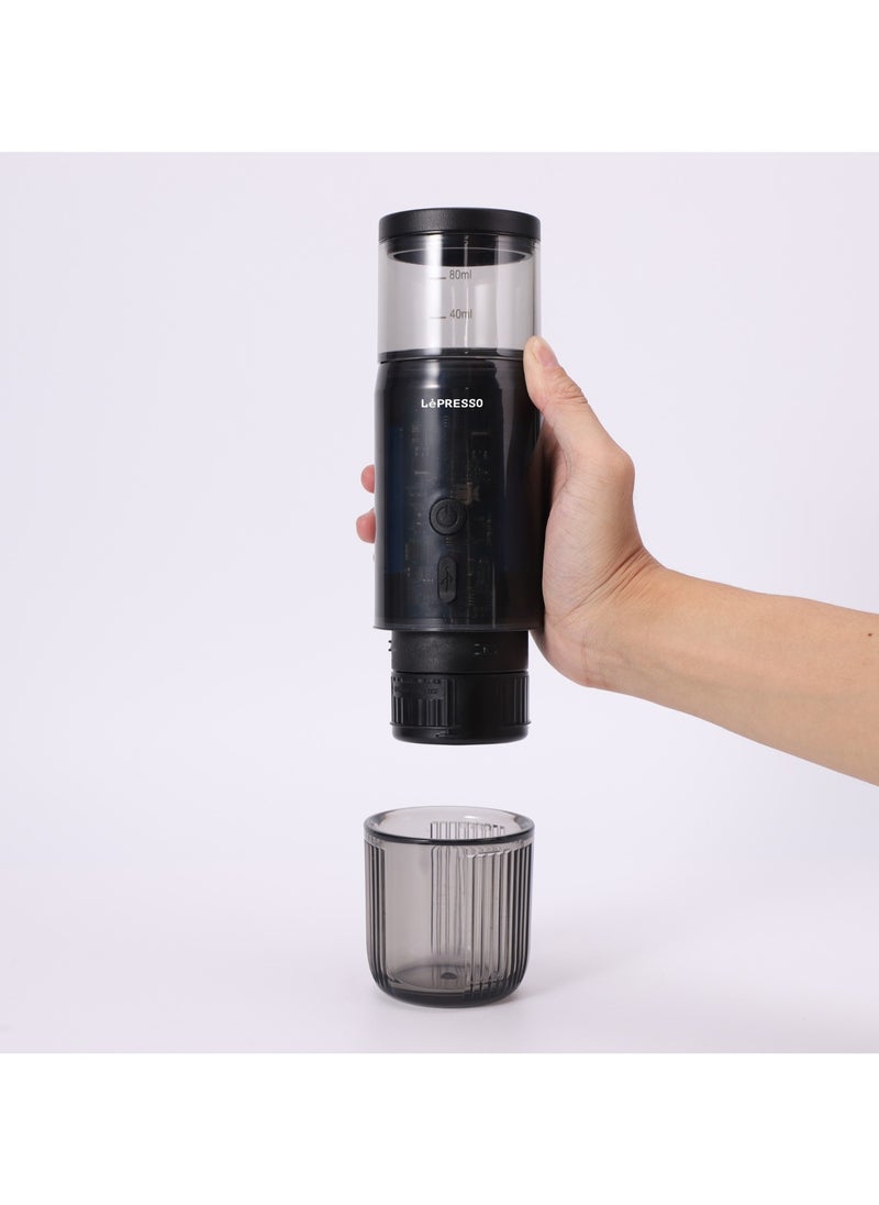 Portable 80ml Espresso Maker 15 Bar with Digital Display 135W / Bags and Capsule Included / Heating Extraction / Capsule & Powders / Direct Extraction / Portable Coffee Machine / Food Grade Stainless Steel Material - Black