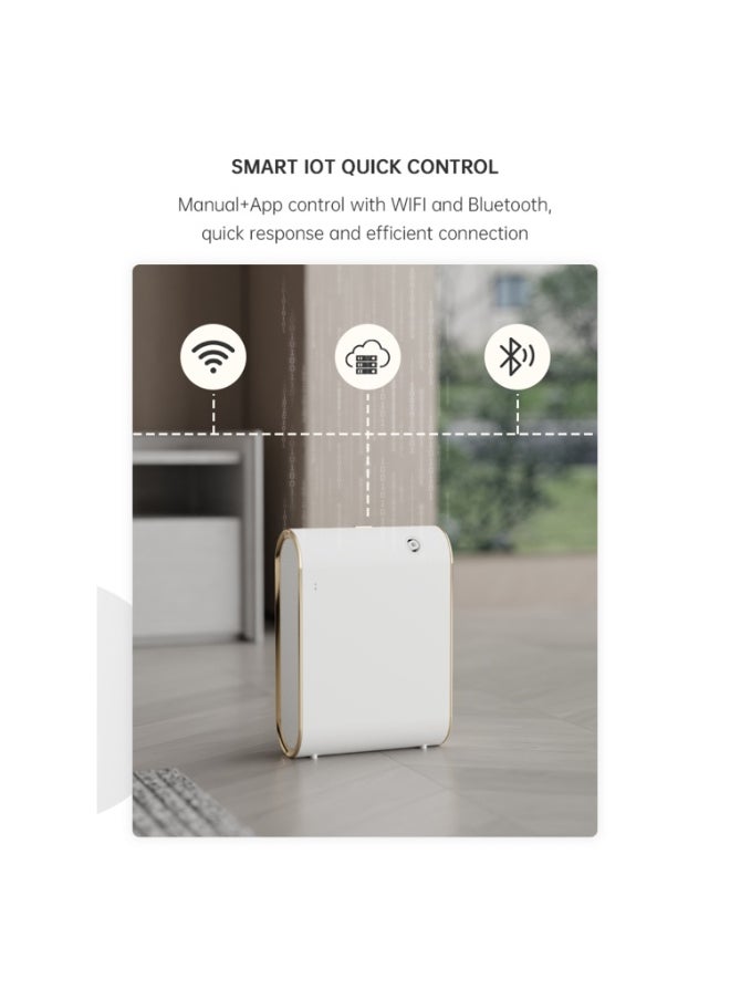 Luxury Smart Scent Diffuser Machine, Dual Fluid Tech, Wi-Fi & Bluetooth with Button Control, Turbo Fan, Noise-Free, Large Fog Output, 350ml, Golden Black, Perfect for Home, Office, Hotel