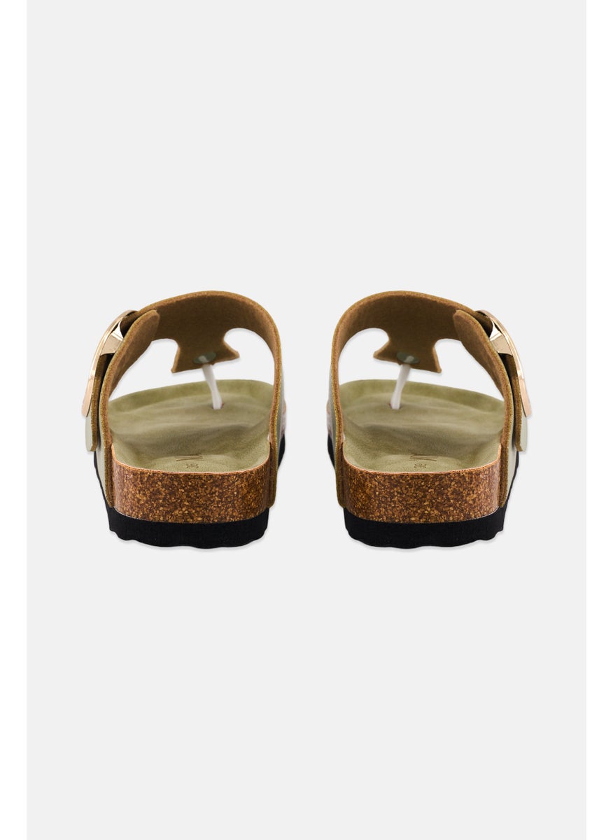 Women Slip On Cork Sandals, Olive