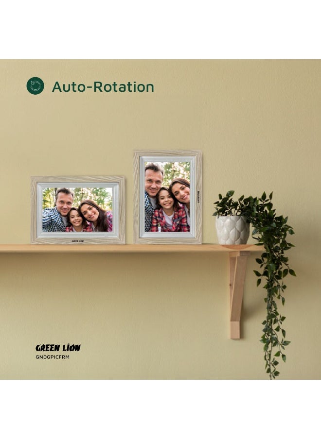 Digital Picture Frame Touch Screen Display 10.1 Inch / Picture and Video Playing / JPG/PNG/HEIC/MP4/3GP/MOV / Instant Wireless Sharing / with speaker and High-Quality Sound / USB Photo Transfer - Wooden