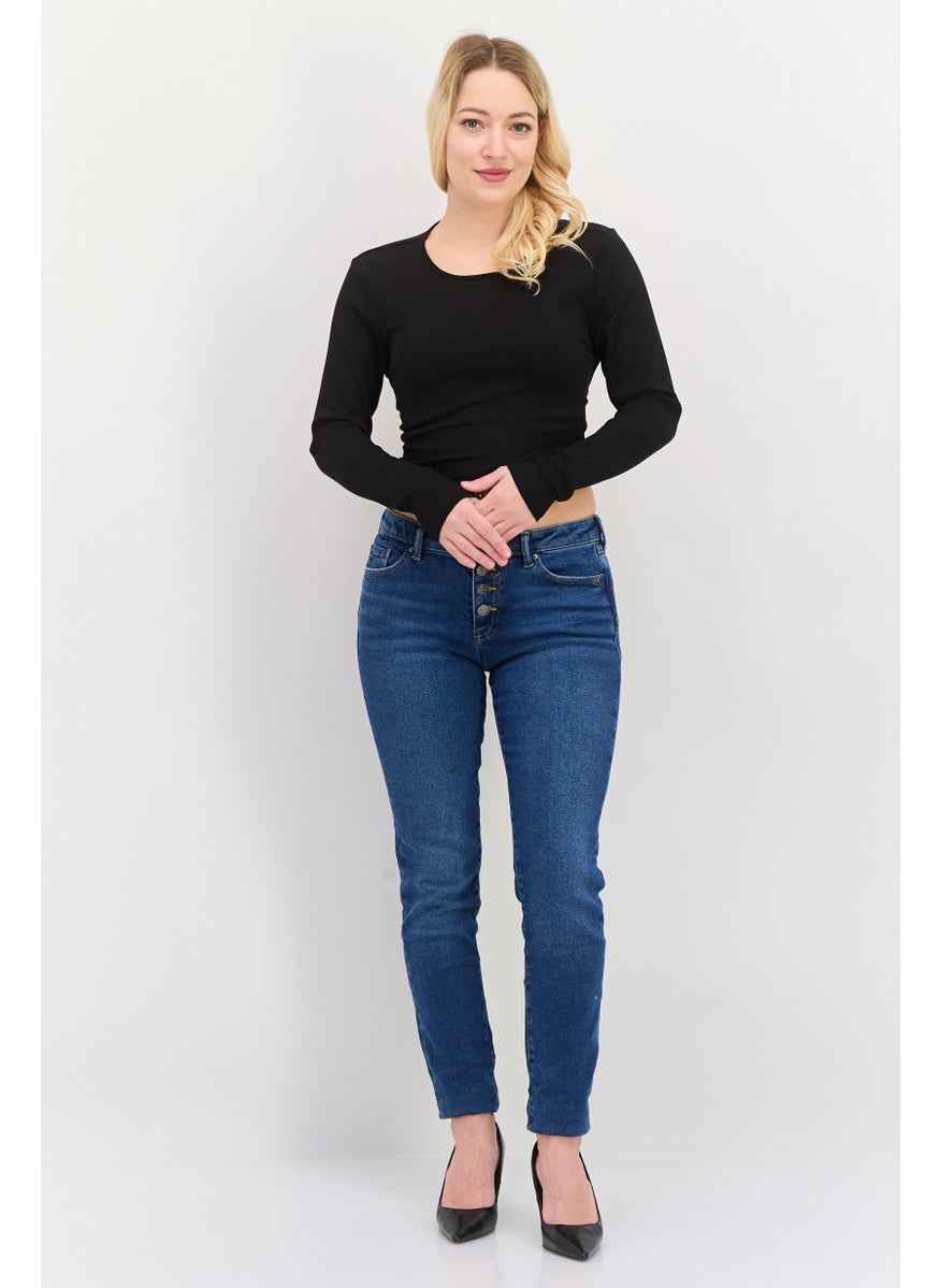 Women Slim Fit Washed Stretchable Jeans, Blue