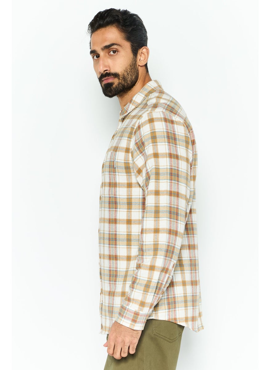 Men Regular Fit Checkered Long Sleeves Casual Shirt, Multicolor