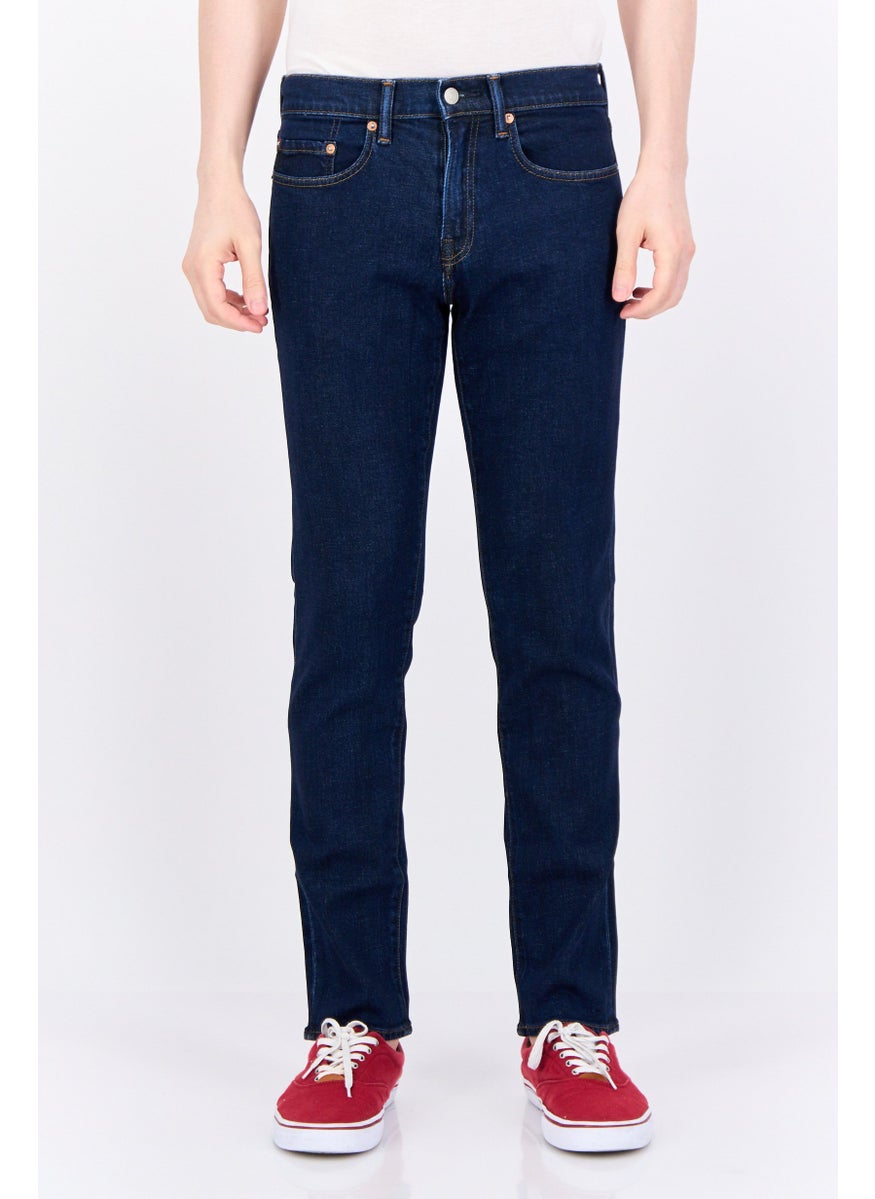 Men Slim Fit Plain Stretchable Jeans, Dark Blue